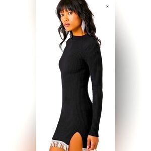 FOREVER 21 Black Mini Dress w/ Rhinestone Fringe